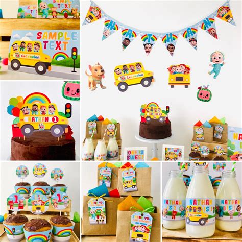 Cocomelon Wheels On The Bus Birthday Party Printables Wheels On The