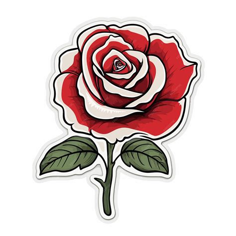 Premium Vector A Red Rose With A White Background And A Green Leaf