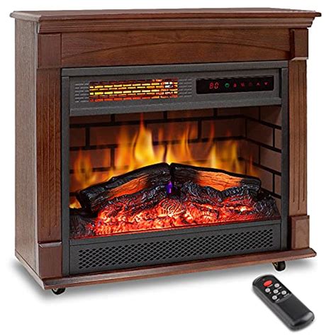 LifePlus 27 Inch Freestanding Electric Fireplace Mantel Heater Crazymos