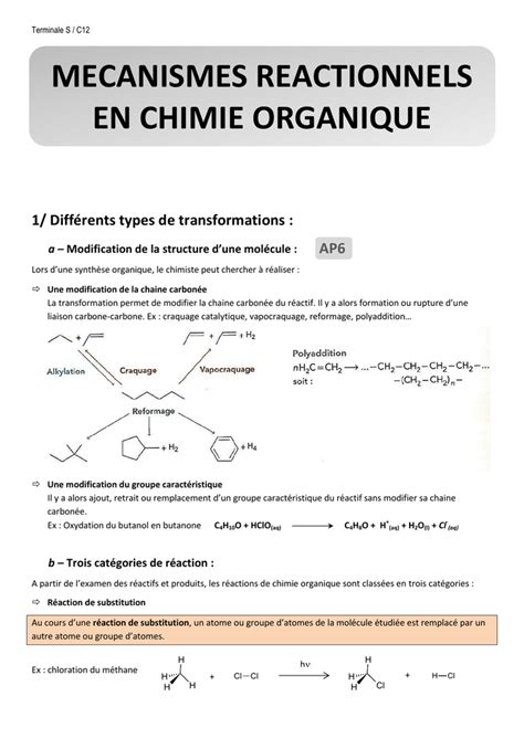 Mecanismes Reactionnels En Chimie Organique