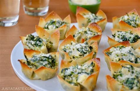 Spinach Artichoke Dip Wonton Cups Just A Taste