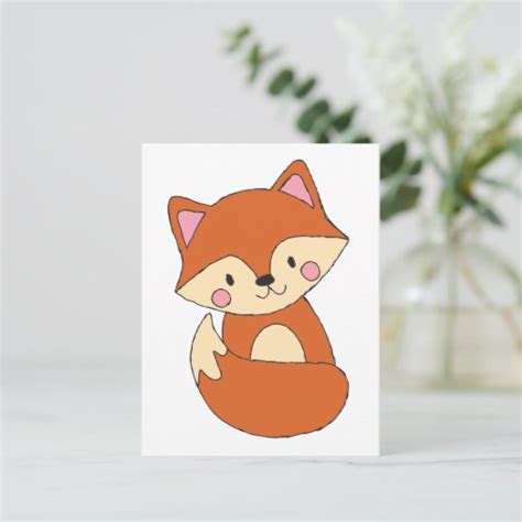 Baby Fox Drawing Cute Fox Art Baby Fox Design Postcard | Zazzle