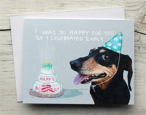 Birthday Cake Dachshund Dog Card Weiner Dog Card Funny Pet | Etsy