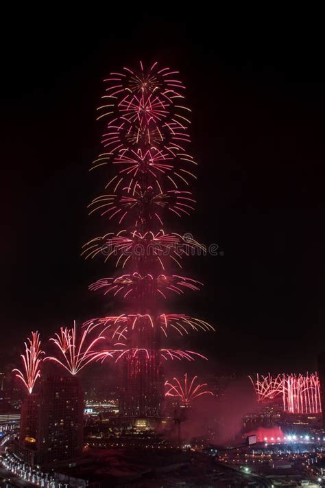 Dubai New Year fireworks editorial stock photo. Image of street - 48708493