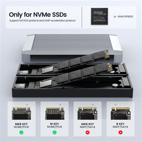 NVME NVME Boîtier Double Baie M 2 Nvme 2bay Ssd 10gbps Sans Outil