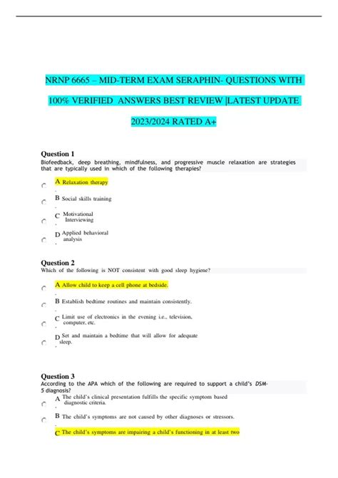 Nrnp Mid Term Exam Seraphin Questions With Verified