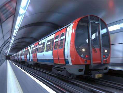 Speeding Subway Train In Modern Tunnel Stock Photo Image Of Movement