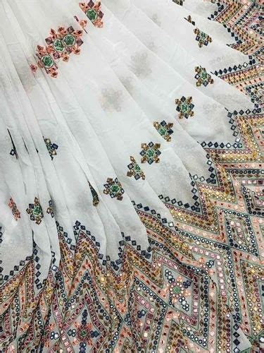 Viscose Jorjet Big Pana Embroidery Work Fabric At Rs Meter