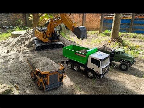 Proyek Tambang Pasir Excavator Rc Muat Ke Dump Truk Huina Excavator