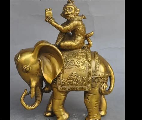 671115832 8 China Fengshui Brass Wealth Ruyi Zodiac Monkey Ride