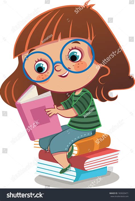 Girl Books Vector Illustration Stock Vector (Royalty Free) 183020471 | Shutterstock