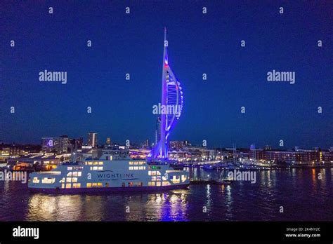 Portsmouth Evening Dusk Skyline Showing The Emirates Spinnaker Tower A 170 Metre Landmark