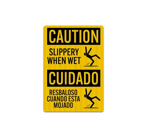 Shop For Bilingual Osha Caution Slippery When Wet Decal Egr Reflective