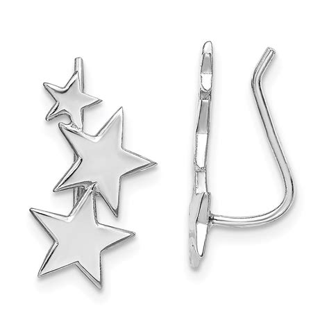 Primal Silver Sterling Silver Rhodium Plated Graduating Stars Climber