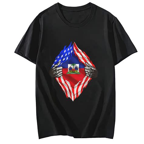 Super Haitian Heritage Proud Haiti Roots USA Flag Cute T Shirt Fo Women