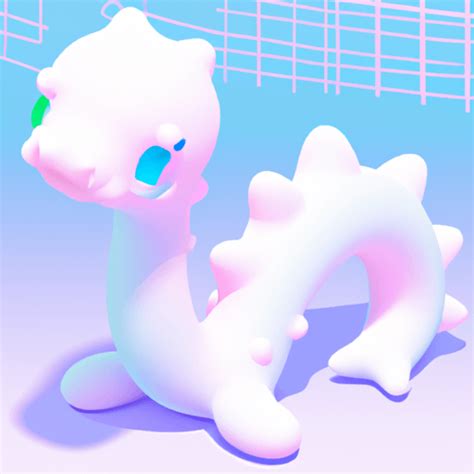 Chibi Pastel Chromatic Loch Ness Monster 3D Blendr Style Cute Kawaii