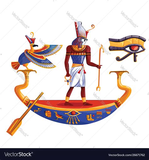 Ancient egypt sun god ra or horus in boat Vector Image