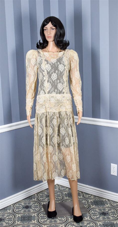 Vintage Nude Lace Sheer Gem