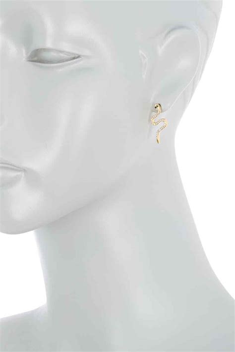 Adornia 14 K Gold Plated Sterling Silver Swarovski Crystal Snake Stud