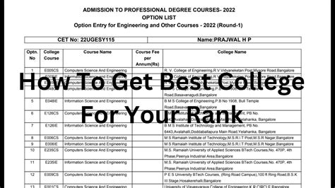 KCET UGCET 2023 How To Get The Best College For Your Rank YouTube