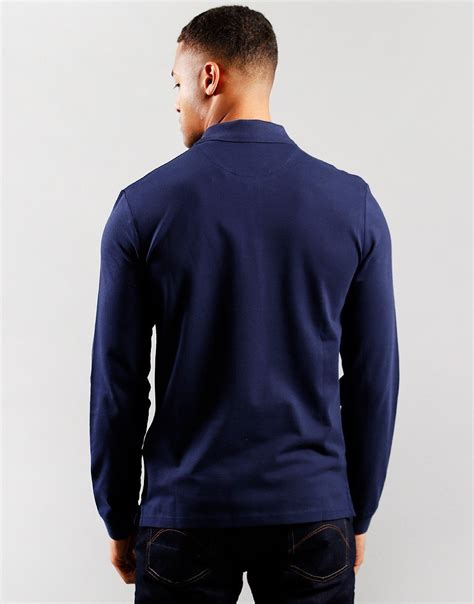 Lyle And Scott Long Sleeve Polo Shirt Navy Terraces Menswear