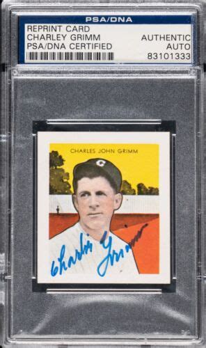 Charlie Grimm Psa Autographed Baseball Card Tcma Reprint