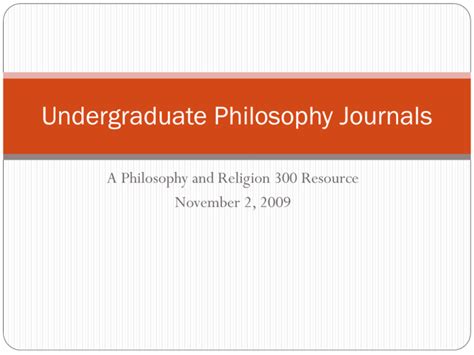 Undergraduate Philosophy Journals