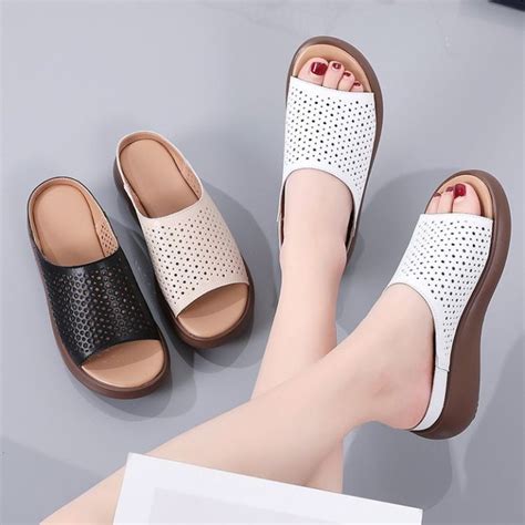 Summer New Slippers Women S Wedge Heel Fish Mouth Korean Women S Daily