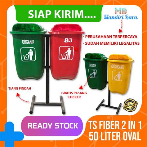 Jual Tempat Sampah Fiber 2 Warna 2 In 1 Tong Sampah 50 Liter Harga