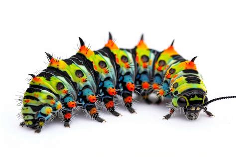 Poisonous Caterpillar On White Background | Premium AI-generated image