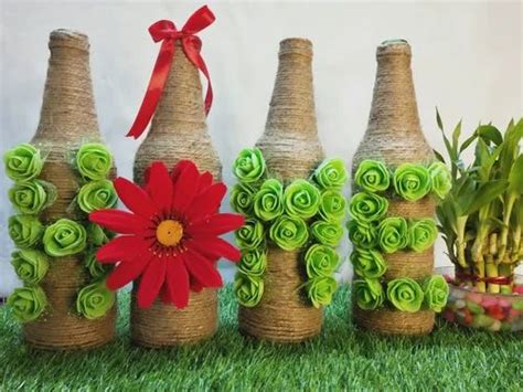 Artistry Craft Handmade Bottle Art With Jute and Colours (Green) at ...