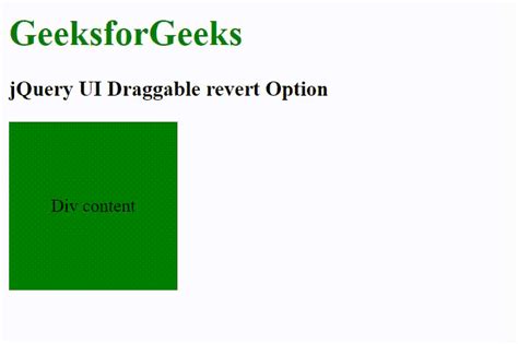 Jquery Ui Draggable Revert Option Geeksforgeeks