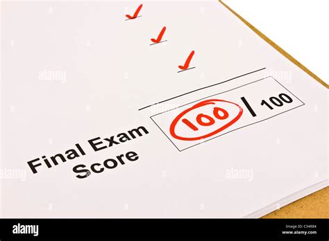 Final exam marked with 100% isolated on white Stock Photo - Alamy