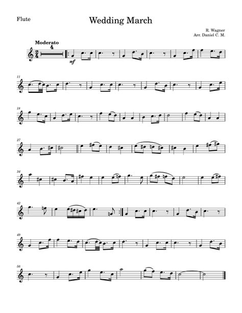 Wedding March By Wagner For Flute Easy Arr Daniel C M Sheet