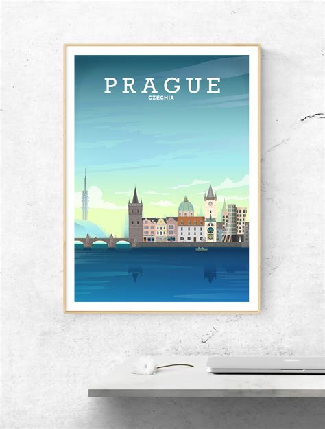 Prague Poster Prague Travel Print Prague Art Hill View Prints