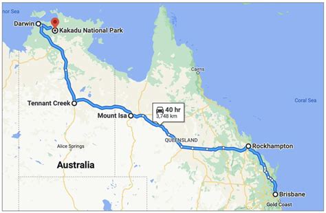 Map Brisbane Darwin Compact Rv