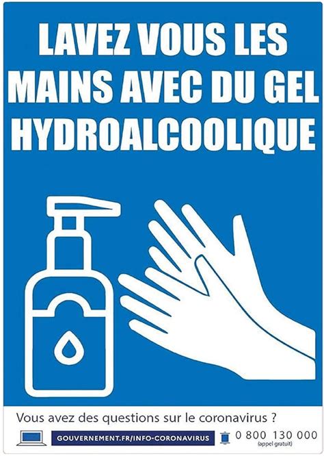 Affiche Autocollante Lavez Vous Les Mains Avec Du Gel Hydroalcoolique