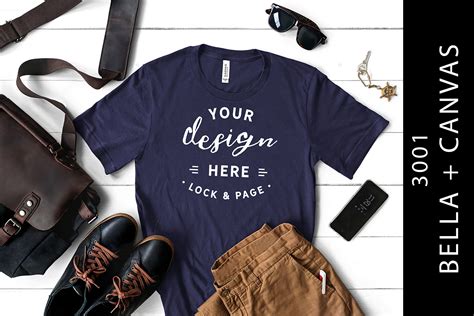 Male Navy Bella Canvas Mockup Shirt Graphic By Lockandpage