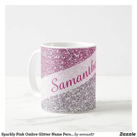 Sparkly Pink Ombre Glitter Name Personalized Coffee Mug Zazzle