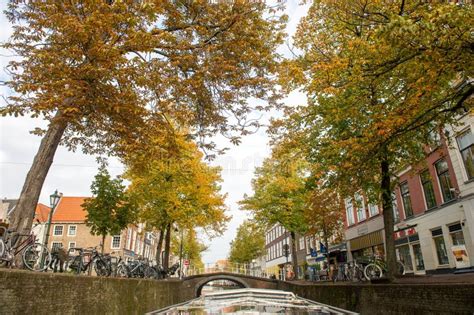 The Netherlands, Delft, October 2022. Canal Oude Delft in Delft Canal ...