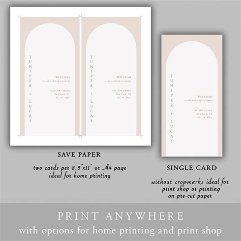 Juniper Arched Boho Wedding Program Template Terracotta Etsy