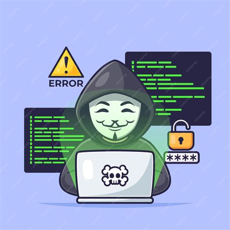 Premium Vector Cute Cartoon Hacker Cyber Crime Vector Illustration