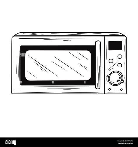 Microwave Oven Isolated On White Background Vector Illustration Of A