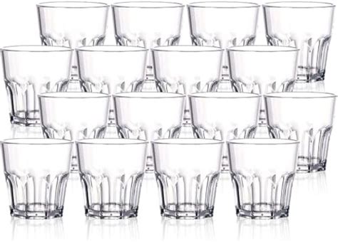 Tebery 16 Pack 250ml Acrylic Plastic Tumbler Cups 8oz Whiskey Glasses Water Glasses Reusable