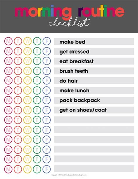 Morning Routine Checklist Printable