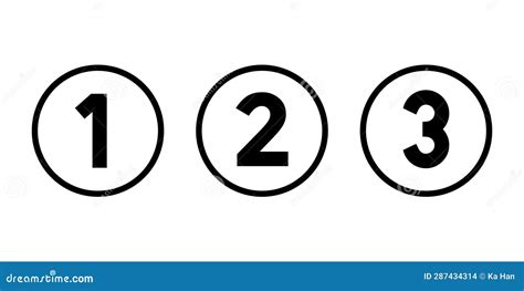 Number Icon Vector One Two And Three Symbols In Circle Line