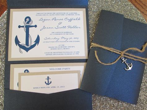 Nautical Theme Destination Wedding Invitation Anchor Navy