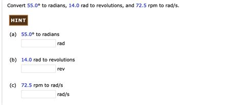 Solved Convert To Radians Rad To Revolutions And Rpm