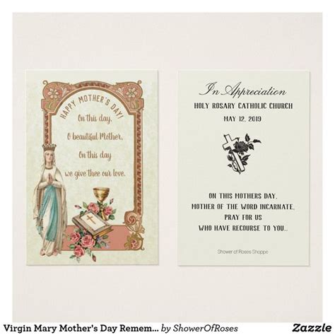 Virgin Mary Mothers Day Remembrance Cards Zazzle Catholic Mother Mothers Day Virgin Mary