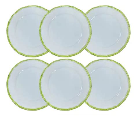 Conjunto De Pratos De Sobremesa Bambu Verde Scalla Cor Verde E Branco